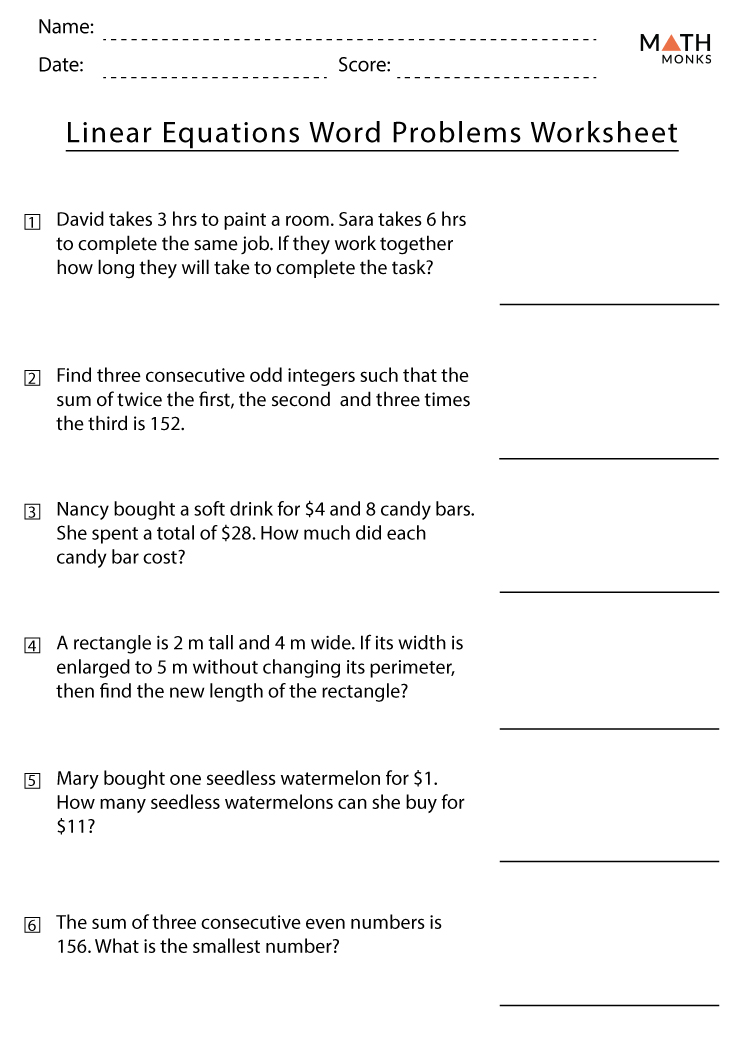 Solving Word Problems Using Equations (teacher made) Worksheets Library