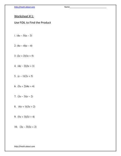 Foil worksheets | PDF