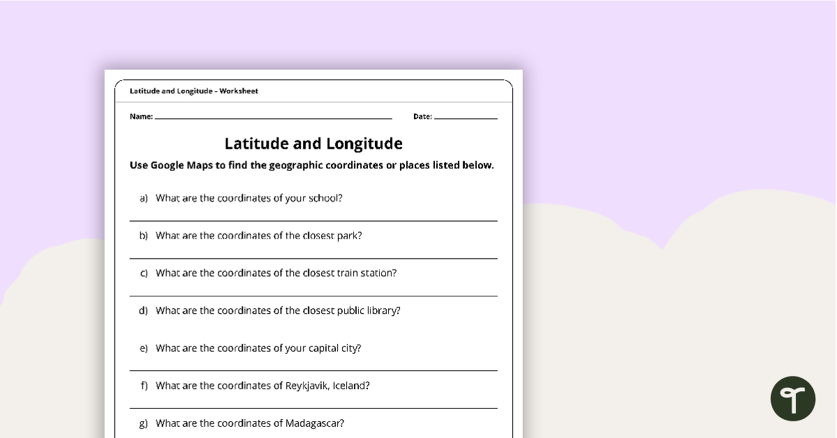 using latitude and longitude worksheet