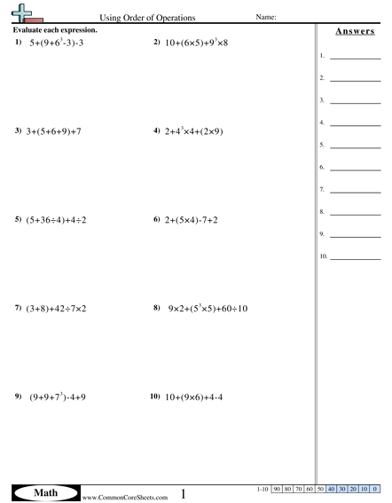 Order of Operations Worksheets | Free - Distance Learning ...