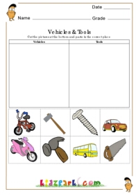 Vehicles and Tools Worksheets,Kindergarten Printable Worksheets ...