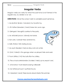 Irregular Verbs Worksheets