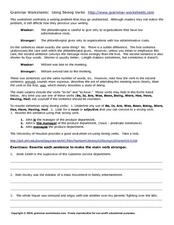 using strong verbs worksheet
