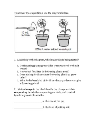 Scientific method variables (worksheet) | PDF
