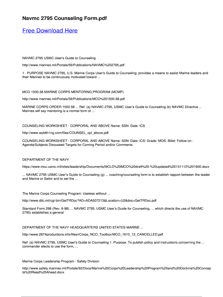 usmc counseling worksheet pdf