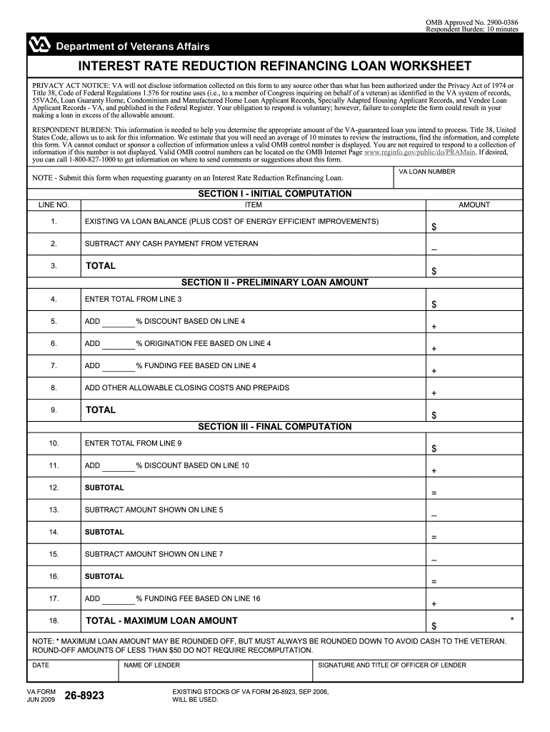 va irrrl worksheet