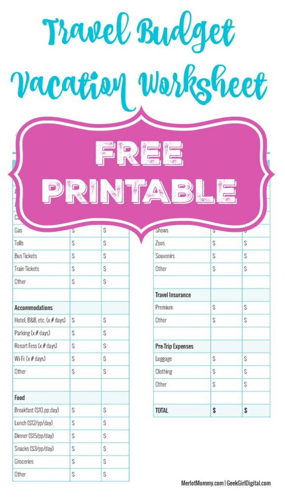 Create a Travel Budget Vacation Worksheet » Whisky + Sunshine