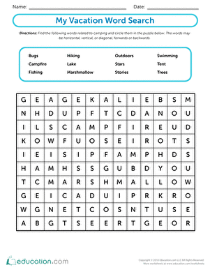 My Vacation: Word Search | Worksheet 
