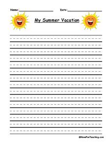 vacation worksheet 3rd grade