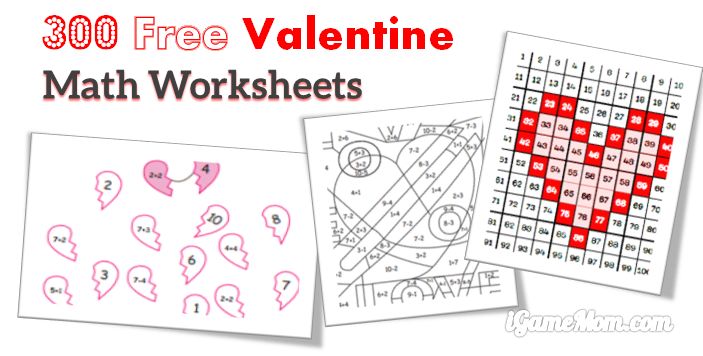 valentine math worksheet first grade