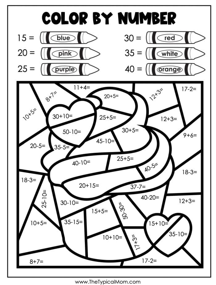 Valentines Day Color by Number · The Typical Mom