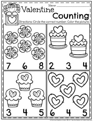 valentine preschool worksheet