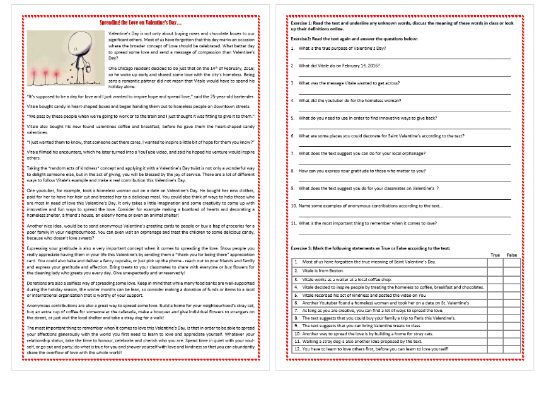 Spreading the Love on Valentines Day - Reading Comprehension ...