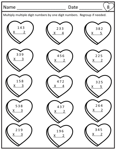 valentine s day multiplication worksheet