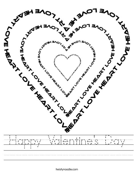 Happy Valentines Day Worksheet - Twisty Noodle