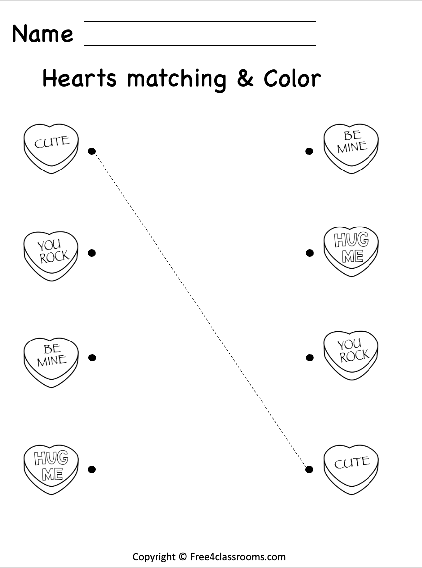 Free Trace and Match Worksheet - Valentines Day Printable - Free ...