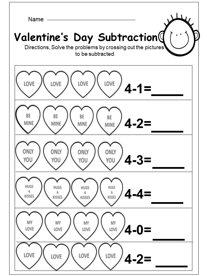 Free Valentines Day Subtraction Printables - kindermomma.com