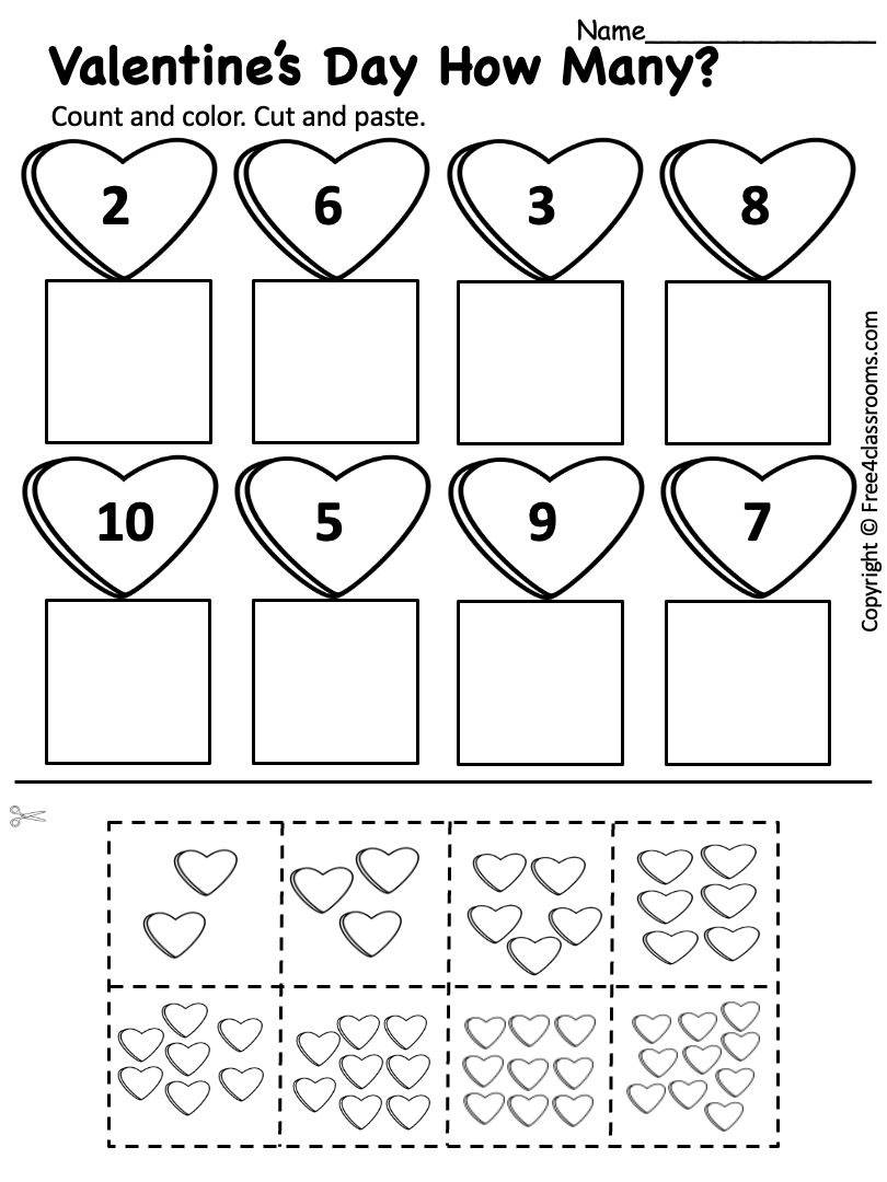 Free Printable Preschool Worksheet - Valentines Day Cut and Paste ...
