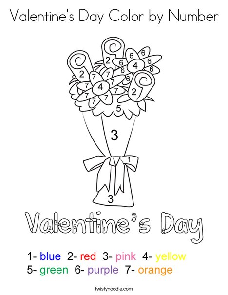 valentines color by number worksheet