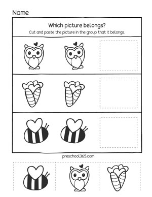 Free preschool valentines day activity sheets