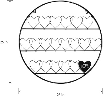 Rae Dunn Wire Wall Grid with Hearts - Round Black Metal Grid Panel ...