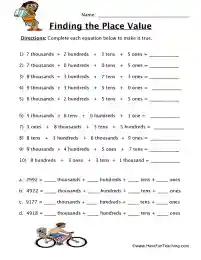 Four Digit Place Value Worksheet by Teach Simple