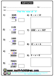 value of x worksheet