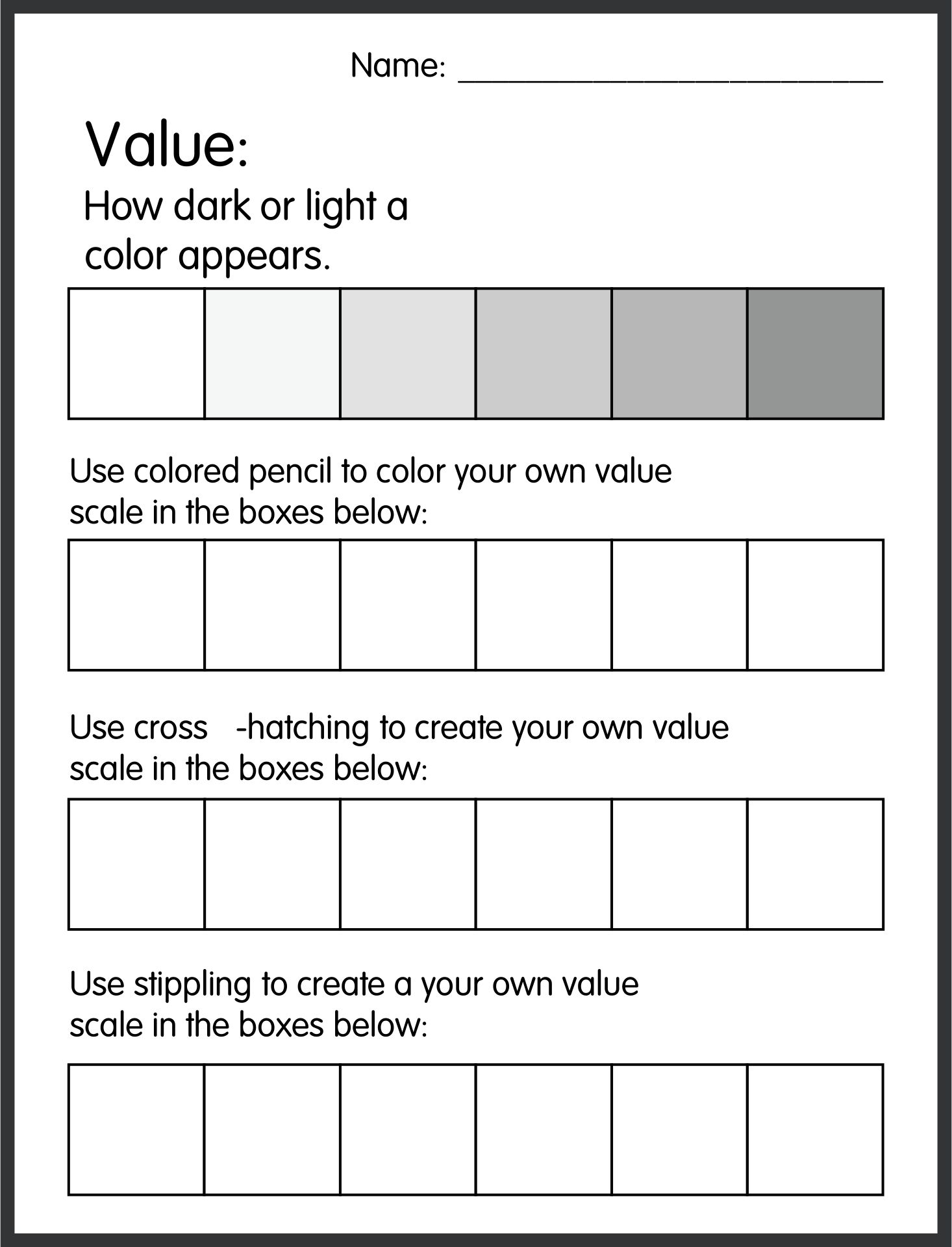 Value Scale Worksheet - 12 Free PDF Printables | Printablee