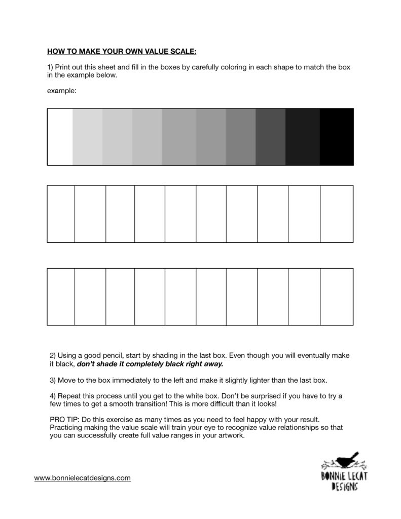 value-scale-worksheet | Illustration, Art Prints and Gifts, Art ...
