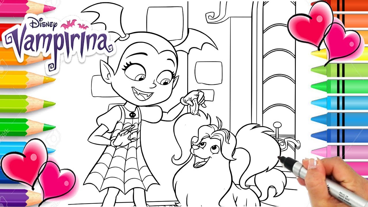 Vampirina and Wolfie Coloring Page | Vampirina Coloring Book | Disney Jr.  Printable Coloring Page