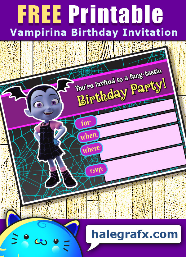 FREE Printable Disney Vampirina Birthday Invitation