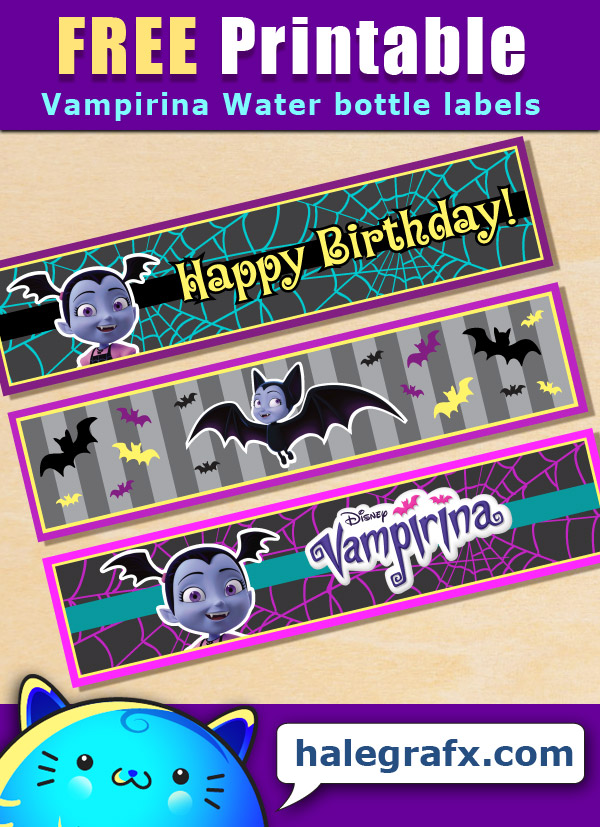 Free Printable Disney Vampirina Water Bottle Labels
