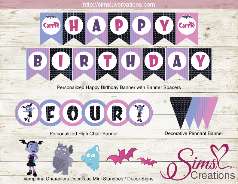 VAMPIRINA PARTY DECORATION KIT | VAMPIRINA BIRTHDAY PRINTABLES ...