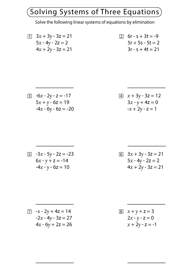 variables and equations worksheet answers