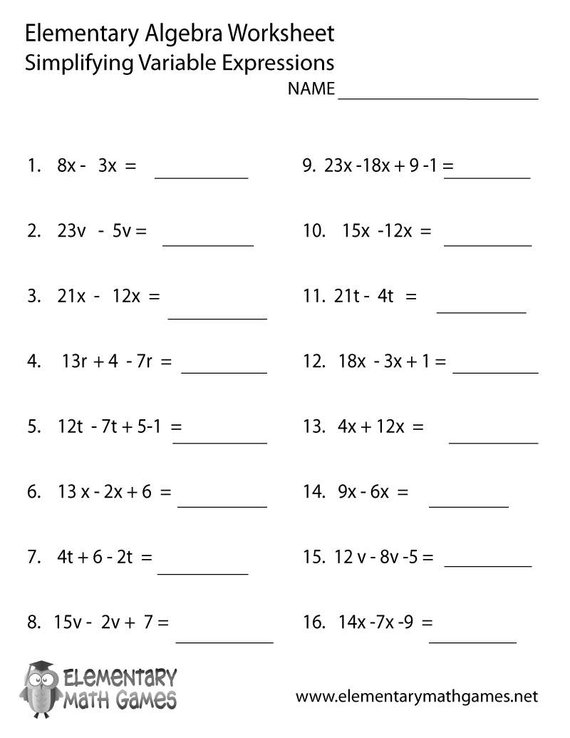 variables and expressions worksheet answers