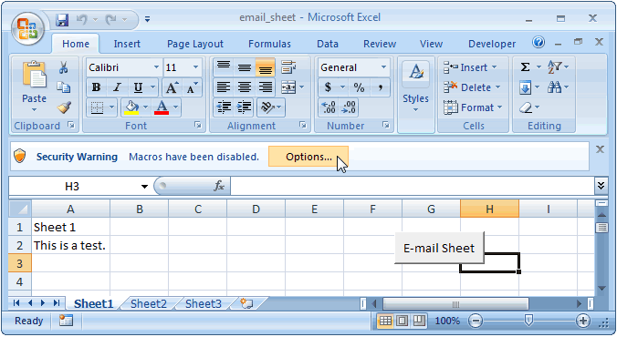 MS Excel 2007: Email the active worksheet