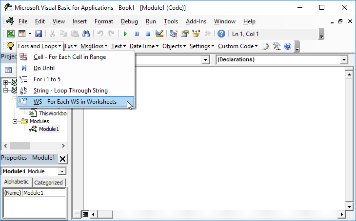 vba for each worksheet in workbook