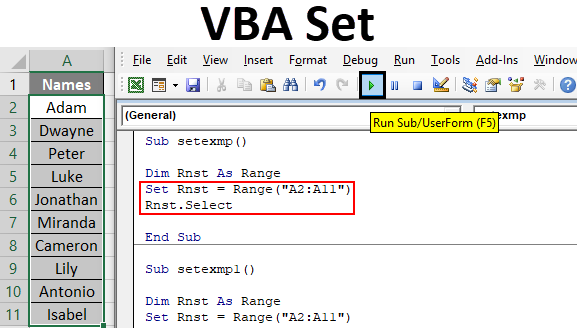 VBA Set | How to Use a Set Keyword in VBAwith examples?