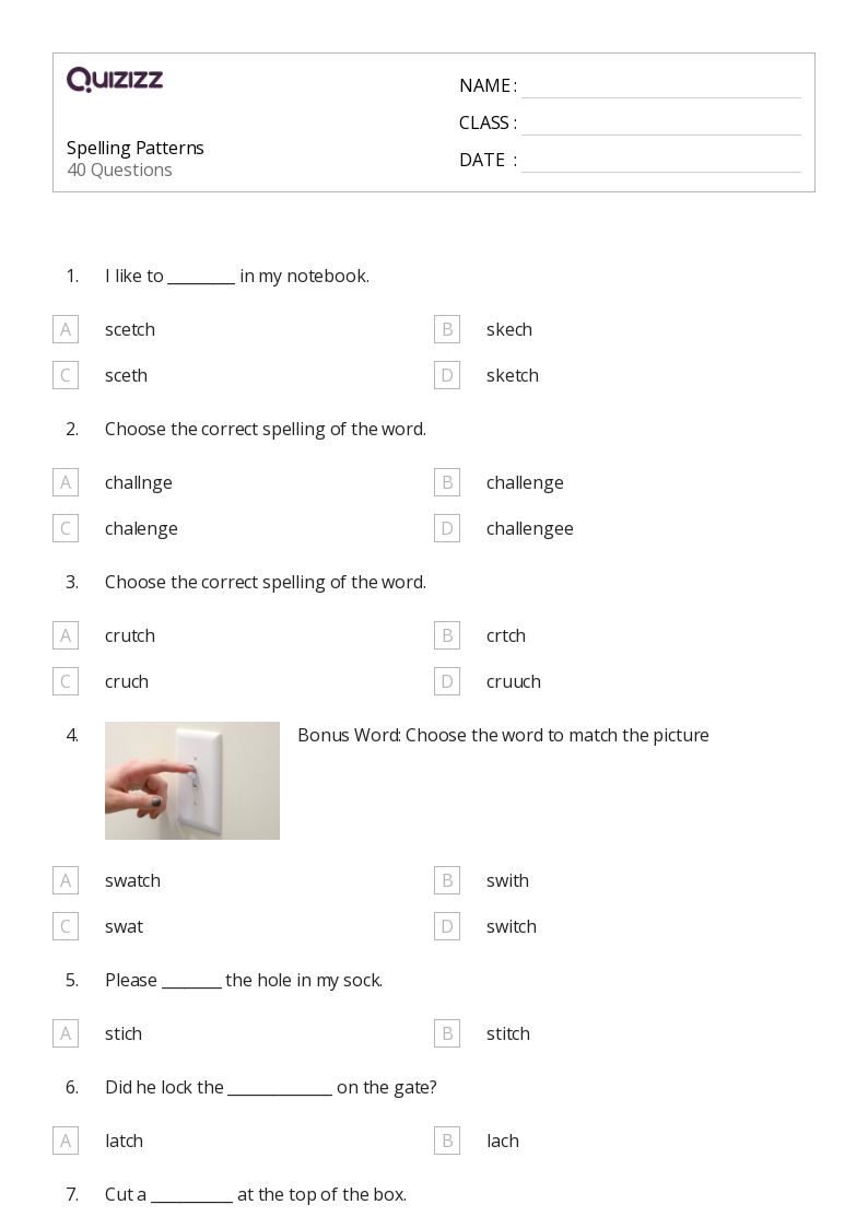 50+ Spelling Patterns worksheets for 4th Class on Quizizz | Free ...