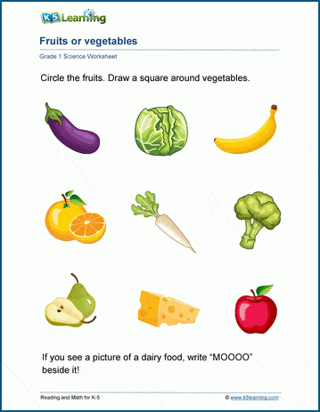 Fruits or Vegetables Worksheet | Worsheets library