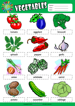 Vegetables ESL Printable Worksheets For Kids 1