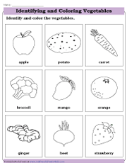 Fruit and Vegetables Worksheets