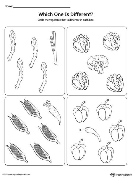 vegetables worksheet for kindergarten