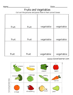 Free Preschool Worksheets on Fruits and Vegetables
