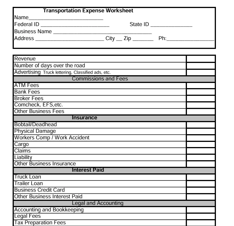 Truck Driver Expenses Worksheet: 4 Free Templates - Worksheets Library