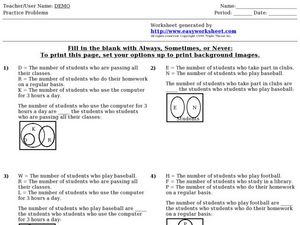Four Always, Sometimes, or Never Venn Diagram Problems Worksheet ...