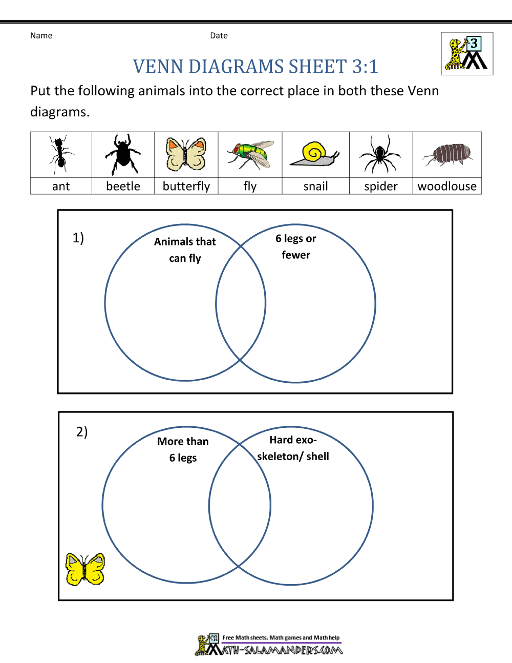 venn diagram worksheet
