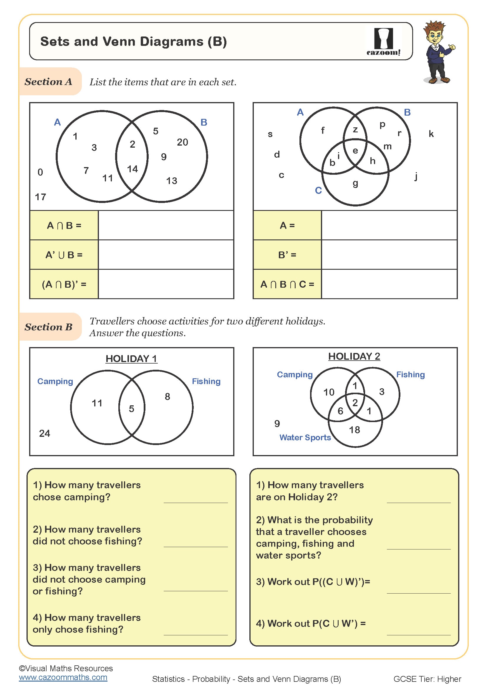 venn diagram worksheet