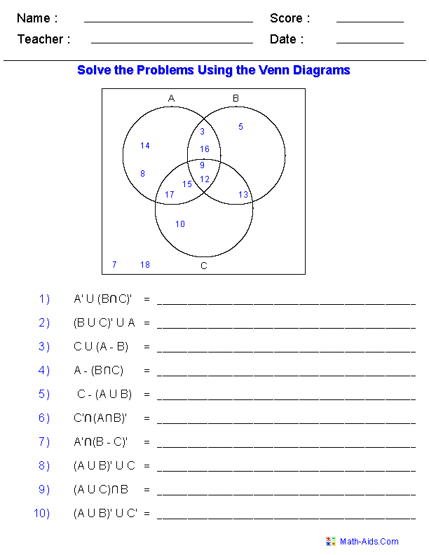 venn diagrams worksheet pdf