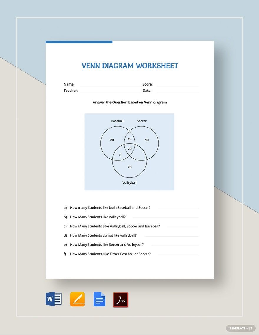 venn diagrams worksheet pdf